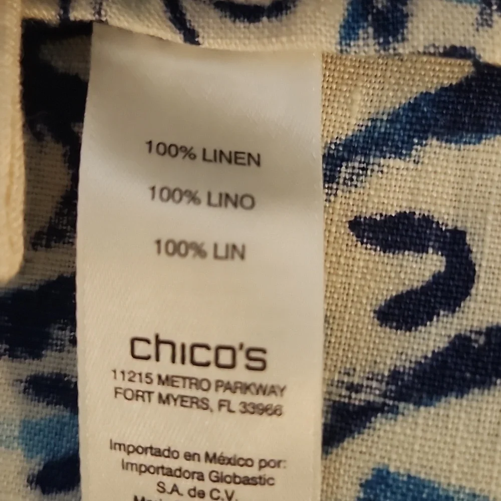 Chico’s Artisan Printed Linen Duster Batik Jacket 1 Medium